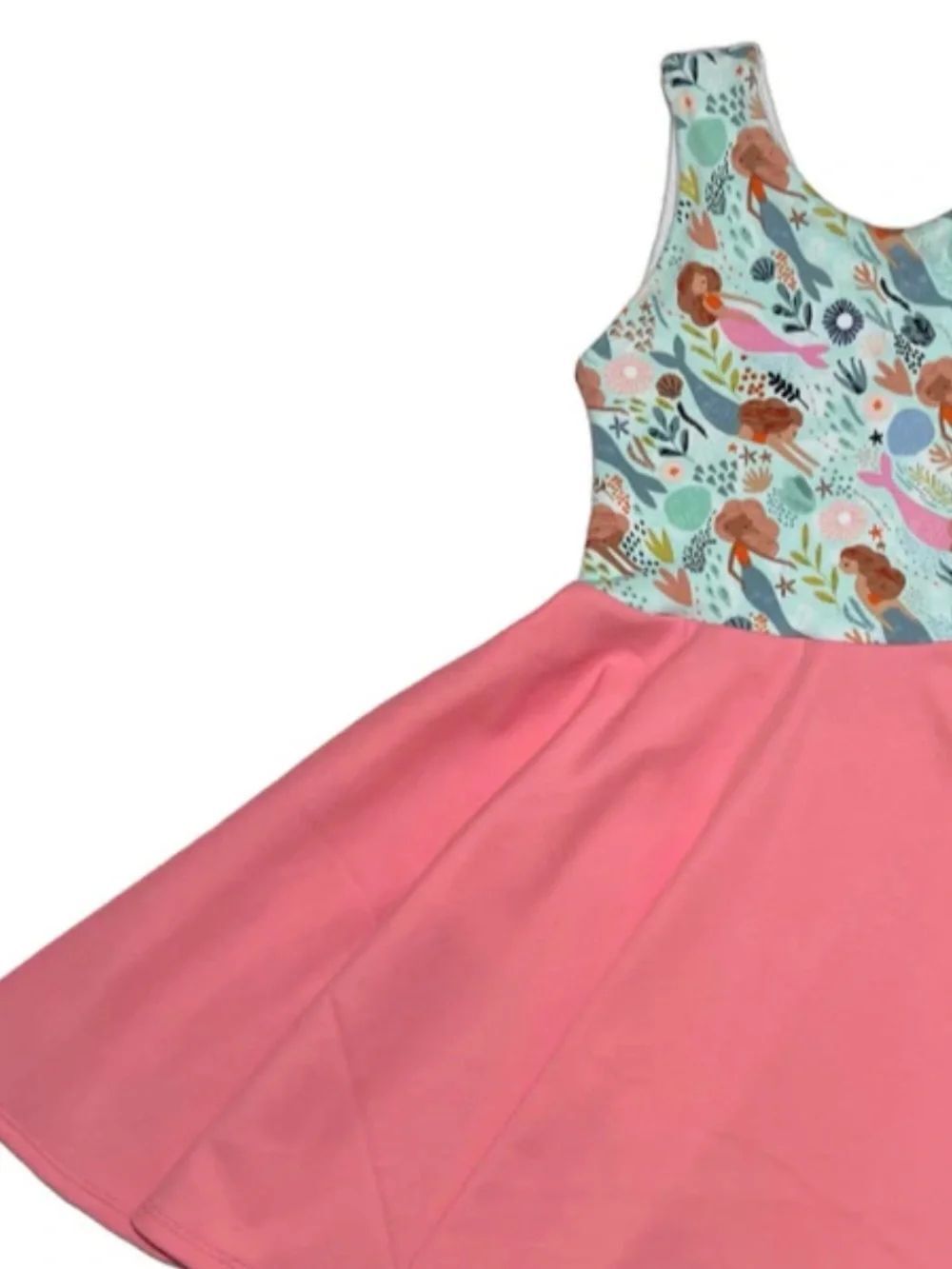 Malia + Kai Pink Mermaid Print Handmade Twirl Dress Sz 7